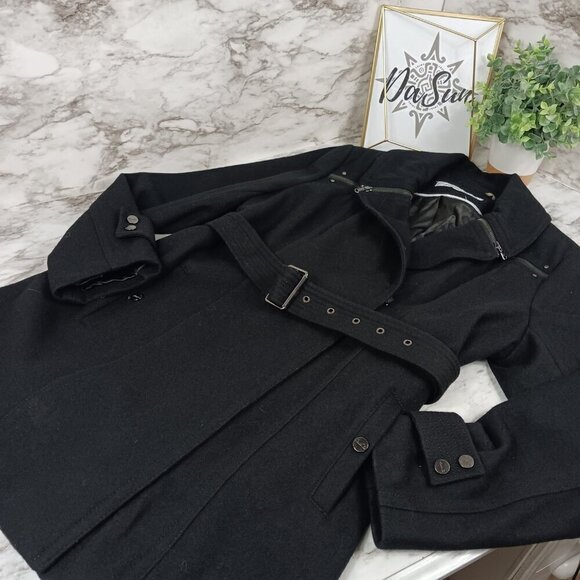 KENNETH COLE black coat women's size 16 wool zipper mid length - Picture 7 of 7